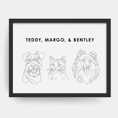 Personalized Line Art Pet Portraits